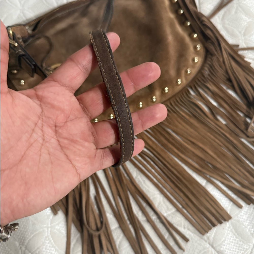 Michael Kors Brown Leather Shoulder Bag with Fringe - Picture 3 of 6